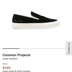 Common Projects Black Suede Slip-On with White Platform